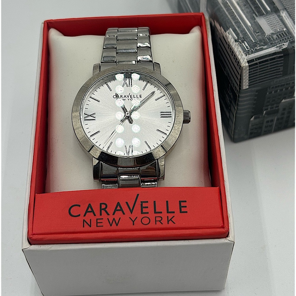 CARAVELLE NWT Stainless Steel Silver Bracelet Watch